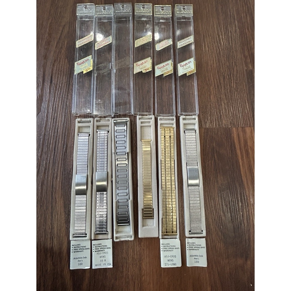 Vintage Speidel Men's Watch Bands Gold And Silver Tone Twist-On NOS - Picture 5 of 10